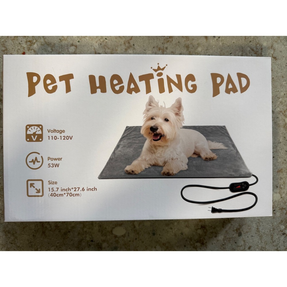 Pet‎ Heating Pad Indoor Outdoor Electric Dog Cat Mat 15.7x27.6in Gray 53W
